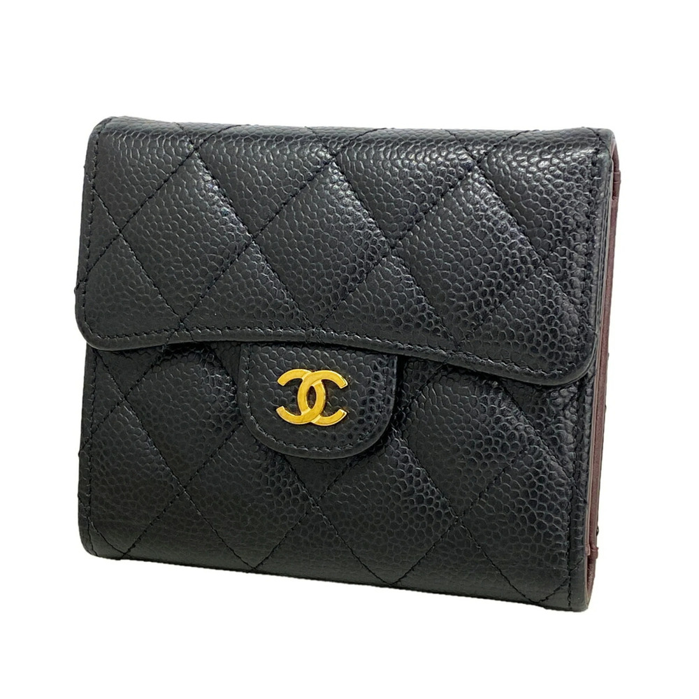 CHANEL Black Caviar Leather Wallet
